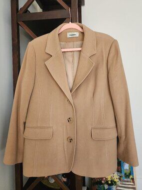 TRIBAL Petite Camel Blazer Jacket Classic Tailored Wool Blend